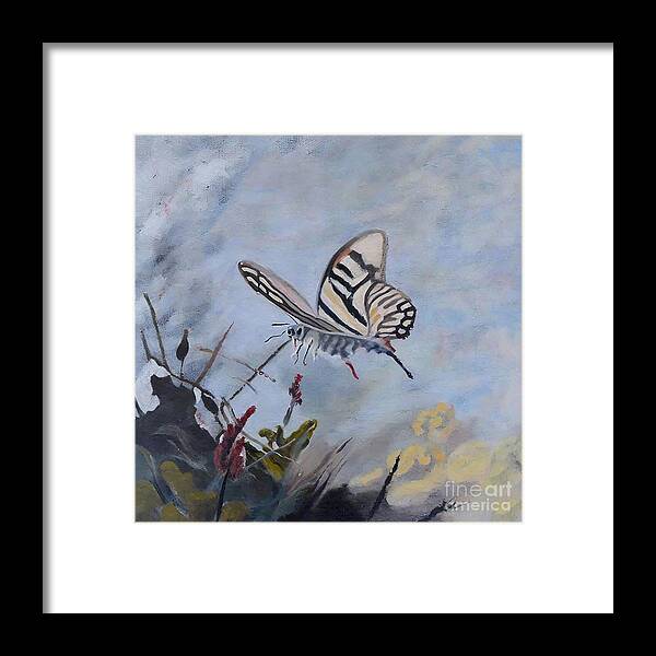 Butterfly Framed Print featuring the painting Painting Iberian Scarce Swallowtail butterfly nat by N Akkash