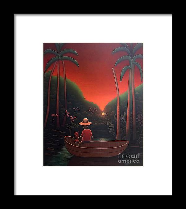 Landscape Framed Print featuring the painting Painting The Wonderings Of A Monkey landscape nat by N Akkash