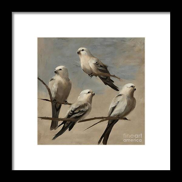 Animal Framed Print featuring the painting Painting Trilogy Of Feathered Friends animal art by N Akkash