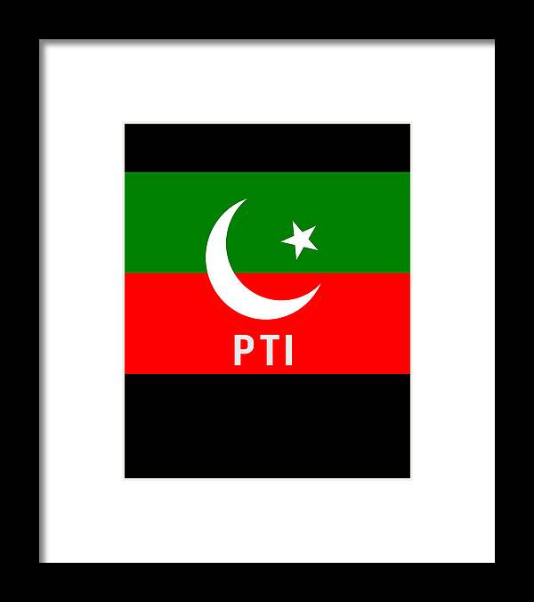 Funny Framed Print featuring the digital art Pakistan PTI Party Flag by Flippin Sweet Gear