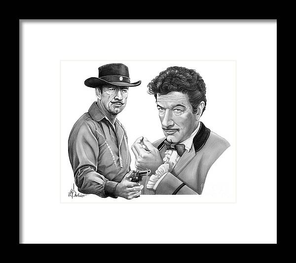 Pencil Framed Print featuring the drawing Paladin-Have Gun Will Travel by Murphy Elliott