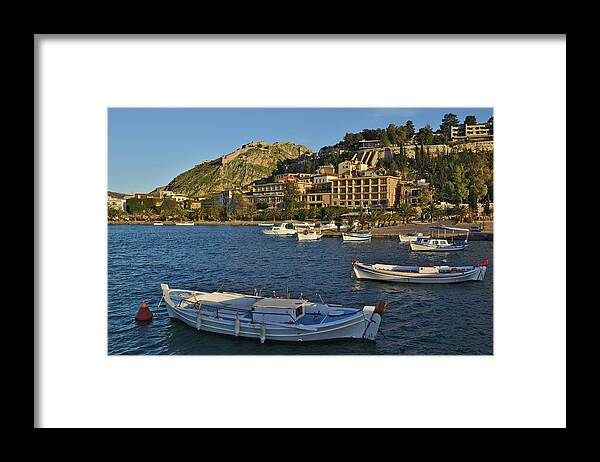 Nafplio Framed Print featuring the photograph Palamidi from the harbor by Sean Hannon