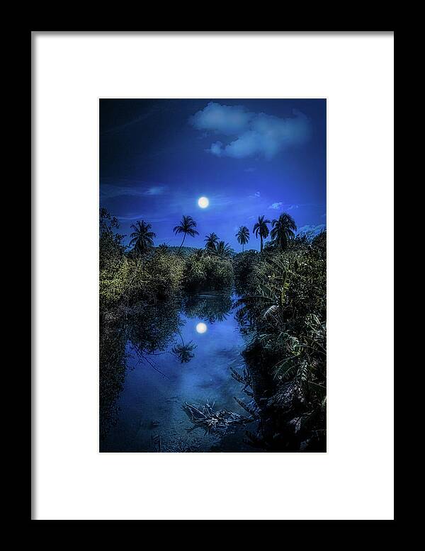 Cuba Framed Print featuring the photograph Pale moonlit night by Micah Offman