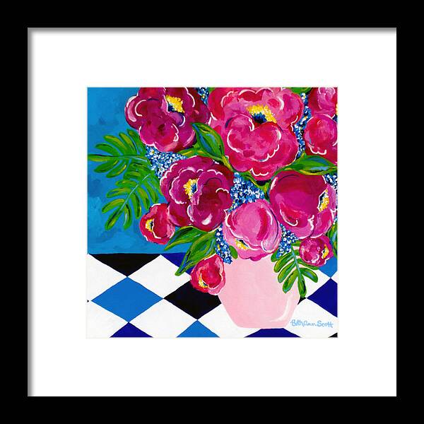 Floral Framed Print featuring the painting Pale Pink Vase by Beth Ann Scott