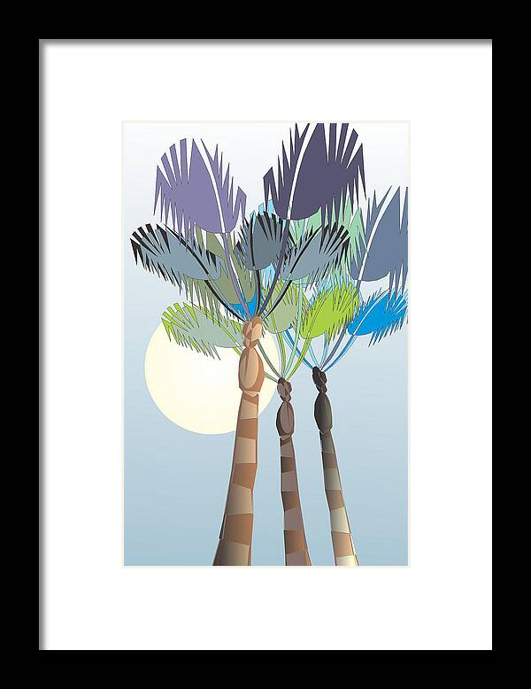 Palm Tree Framed Print featuring the digital art Palm Tree Blue by Ted Clifton