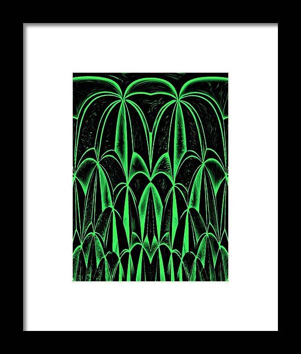 Digital Framed Print featuring the digital art Palm Tree Green by Ronald Mills