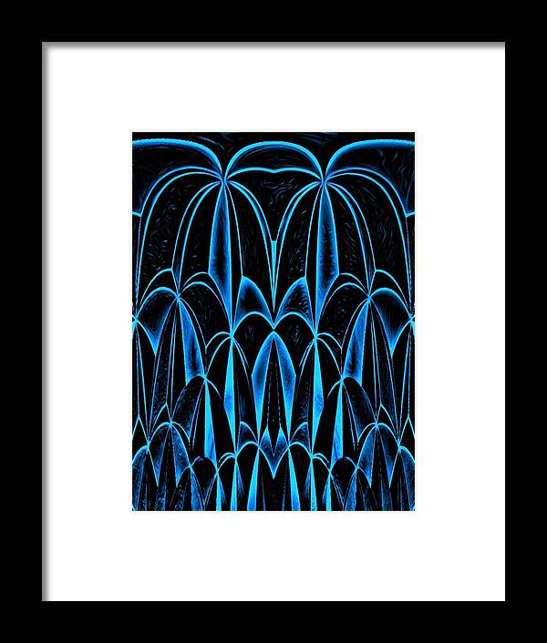 Digital Framed Print featuring the digital art Palm Trees Blue by Ronald Mills