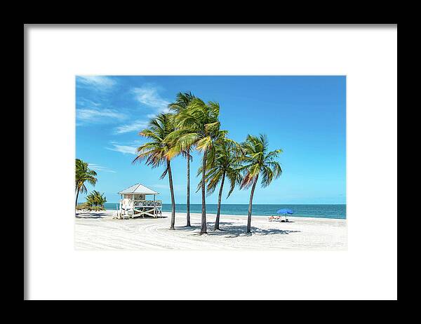 Palm Trees Framed Print featuring the photograph Palm Trees on the Beach, Key Biscayne, Florida by Beachtown Views