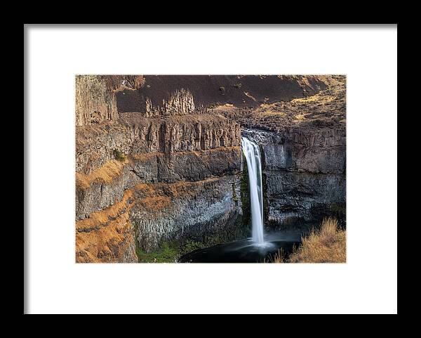Loree Johnson Framed Print featuring the photograph Palouse Falls and Castle Rock by Loree Johnson