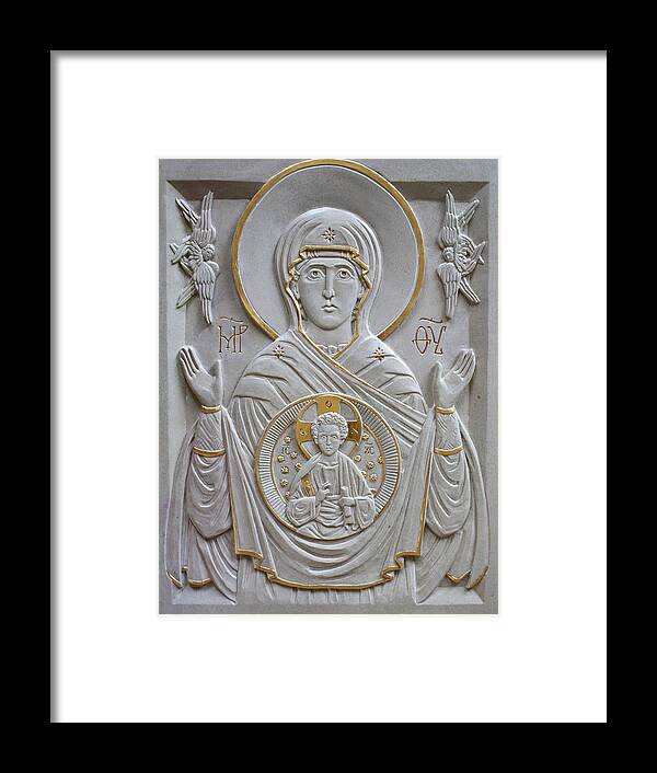 Religious Framed Print featuring the relief Panagia by Jonathan Pageau