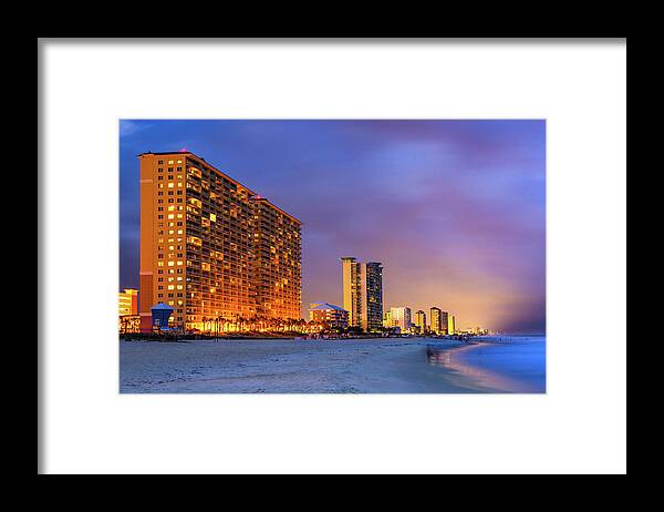 Panama City Beach Framed Print featuring the photograph Panama City Beach at Dusk by Gregory Ballos
