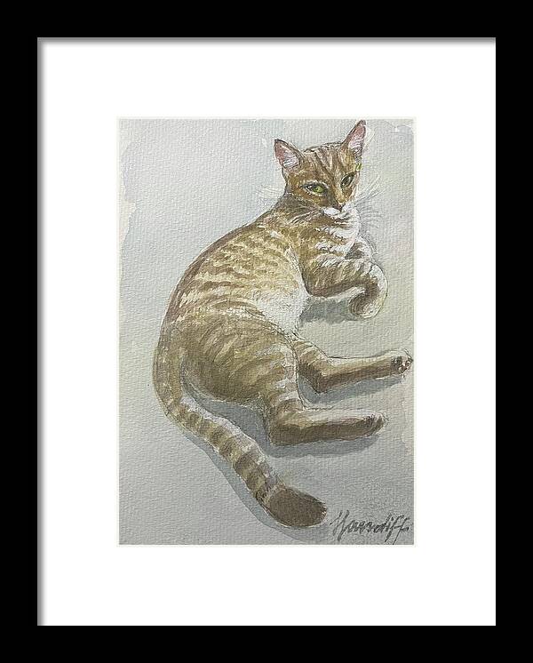Bengal Cat Framed Print featuring the painting Pancho by Laura Lee Cundiff