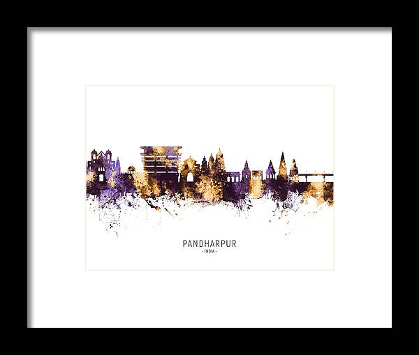 Pandharpur Framed Print featuring the digital art Pandharpur Skyline India #98 by Michael Tompsett