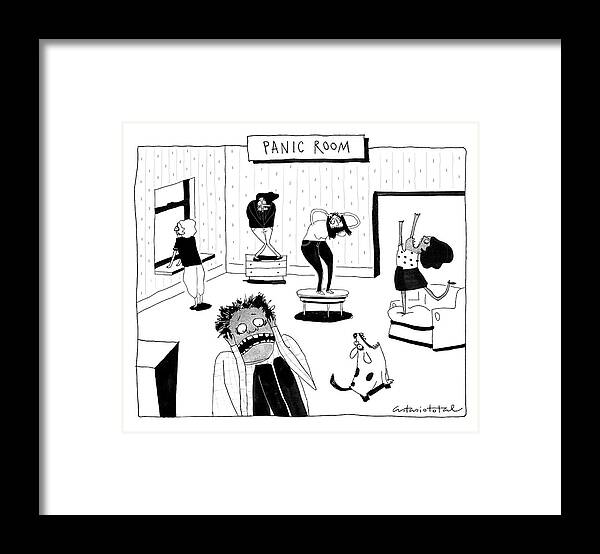 Captionless Framed Print featuring the drawing Panic Room by Juan Astasio