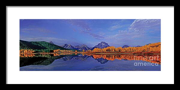 Dave Wellling Framed Print featuring the photograph Panorama Fall Morning Oxbow Bend Grand Tetons by Dave Welling