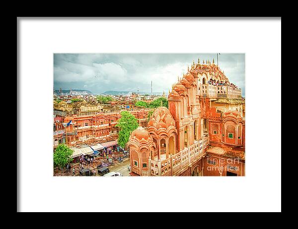 Jaipur Framed Print featuring the photograph Panorama From Hawa Mahal Jaipur Rajasthan India by Stefano Senise