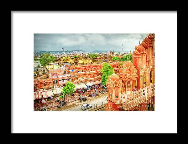 Jaipur Framed Print featuring the photograph Panorama From the Palace Of Winds in Jaipur Rajasthan India by Stefano Senise