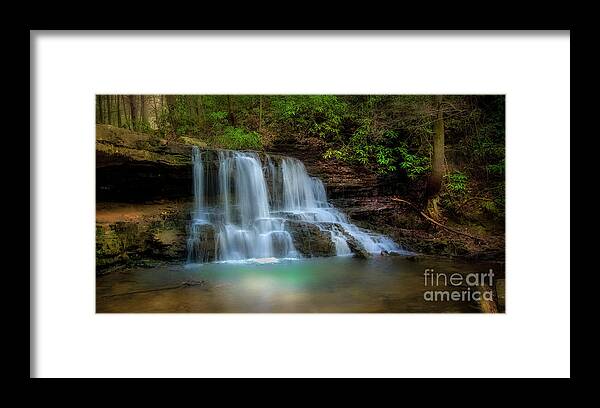Panorama Framed Print featuring the photograph Panorama of Laurel Run Falls by Shelia Hunt