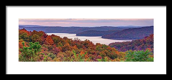 Arkansas Landscape Framed Print featuring the photograph Panoramic Landscape of Beaver Lake - Northwest Arkansas by Gregory Ballos