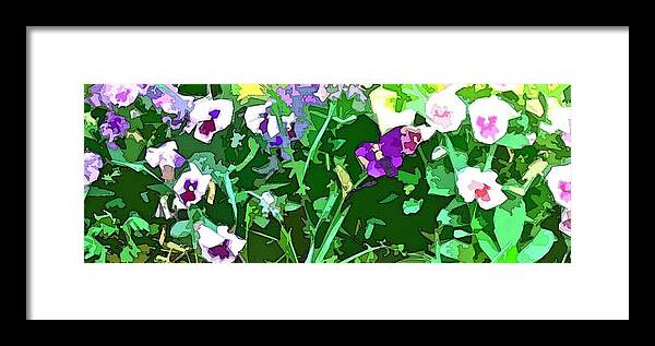 Abstract Framed Print featuring the digital art Pansy Flower Garden by Linda Mears