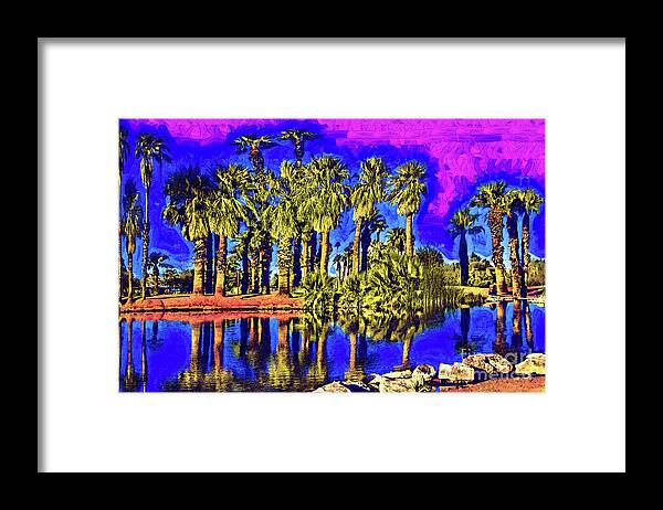 Palm-trees Framed Print featuring the digital art Papago Palms by Kirt Tisdale