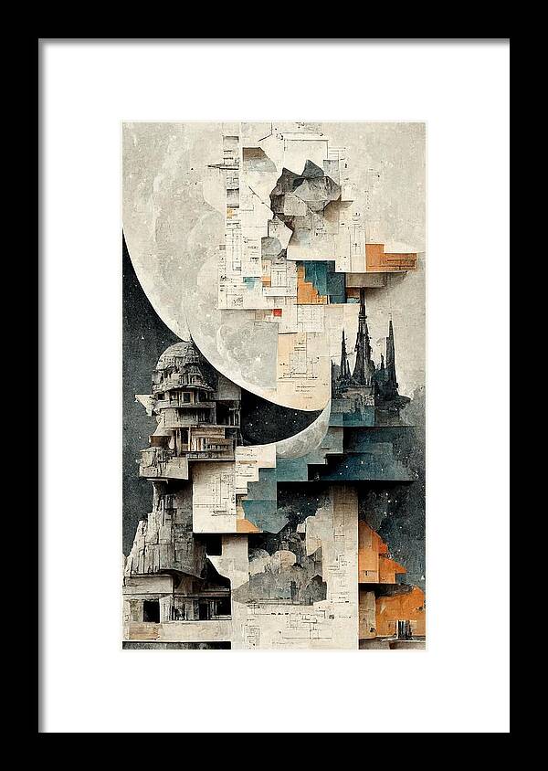 Moon Framed Print featuring the digital art Paper Moon by Nickleen Mosher