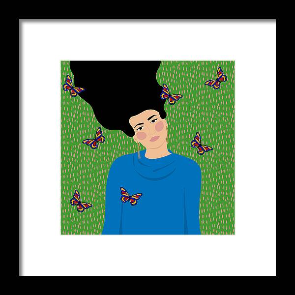  Framed Print featuring the digital art Papillon by Nancy Levan