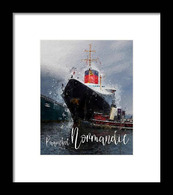 Steamer Framed Print featuring the digital art Paquebot Normandie by Geir Rosset