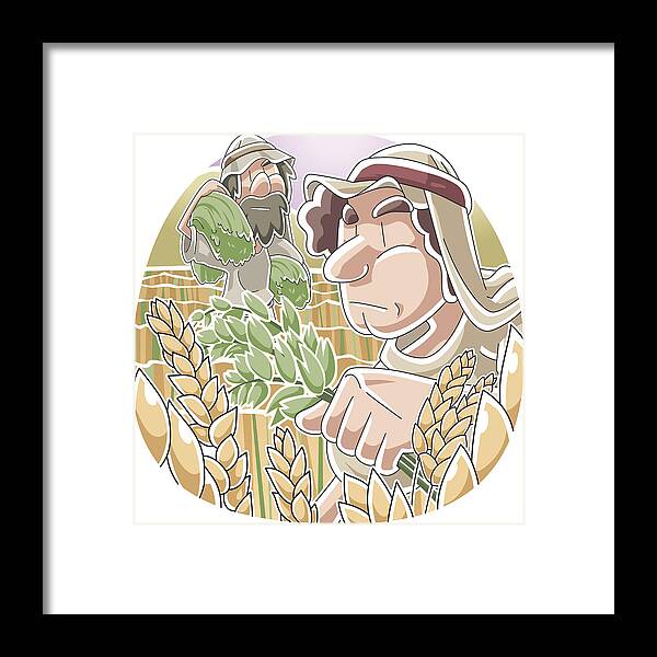Agricultural Field Framed Print featuring the drawing Parable of the Wheat and Tares by MasaruHorie