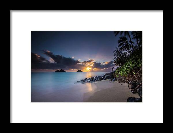 Sunrise Framed Print featuring the photograph Paradise at Lanikai by Larkin's Balcony Photography