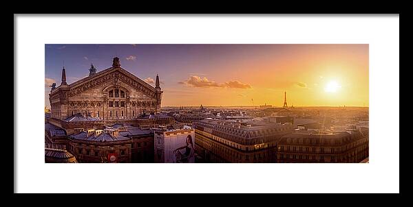 Eiffel Tower Framed Print featuring the photograph Paris Opera Golden Hour by Serge Ramelli