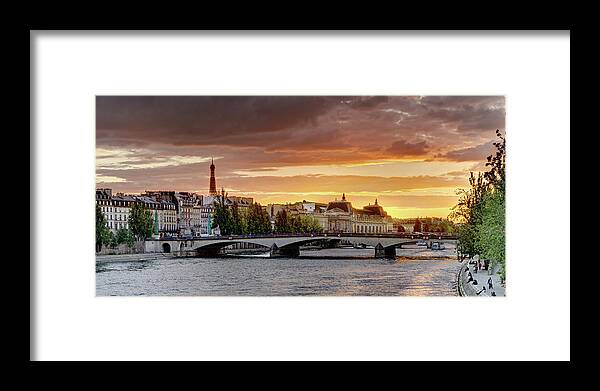 Paris Sunset Framed Print featuring the photograph Paris Sunset 01 by Weston Westmoreland