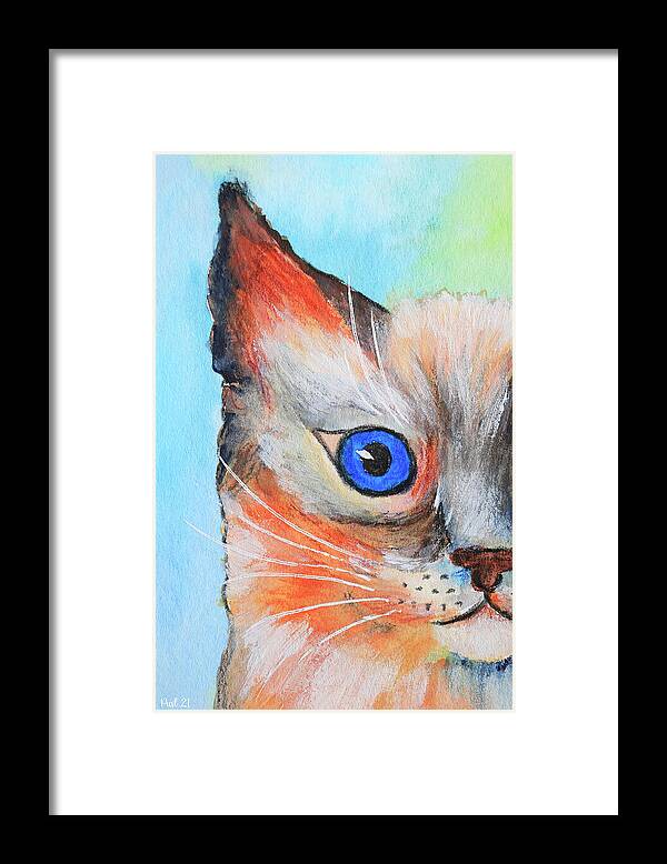 Painting Framed Print featuring the painting Part of a Cat by Jutta Maria Pusl