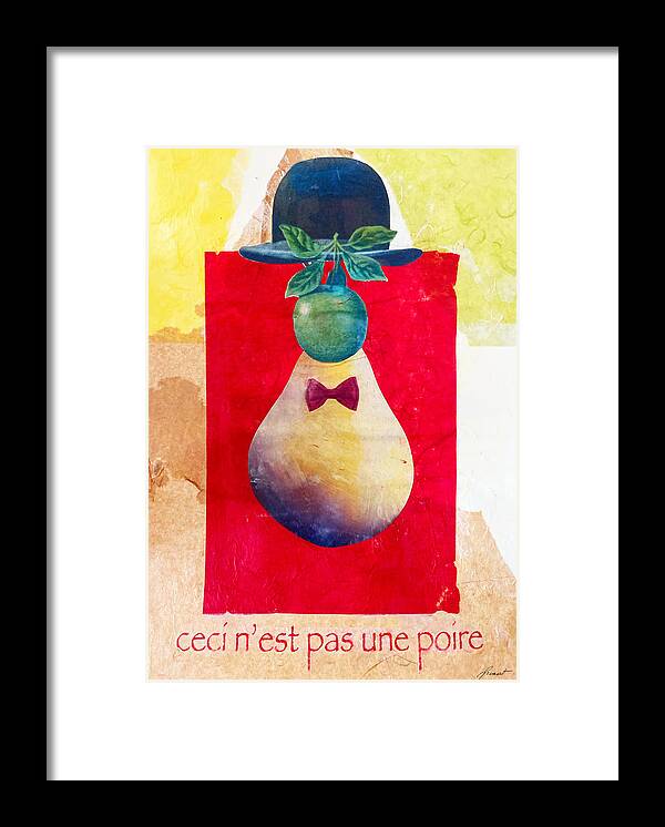 Magritte Framed Print featuring the mixed media Pas une poire by Jessica Levant