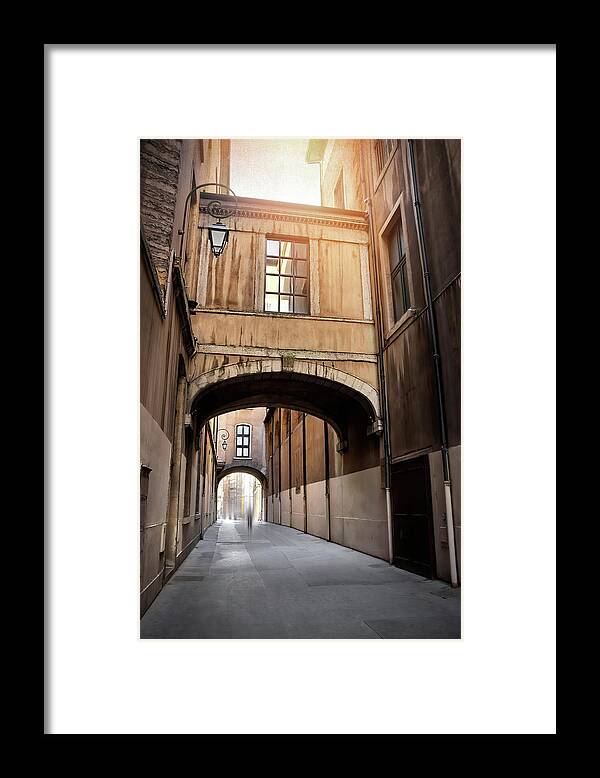 Lyon Framed Print featuring the photograph Passageways of Historic Lyon France by Carol Japp