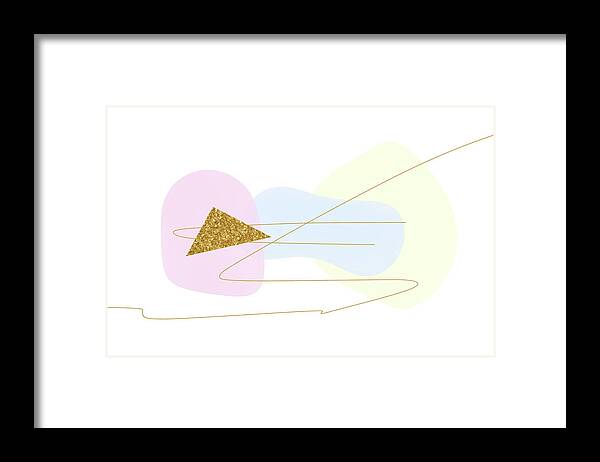 Pastels Framed Print featuring the digital art Pastels with Gold Triangle Two of Two by Alison Frank