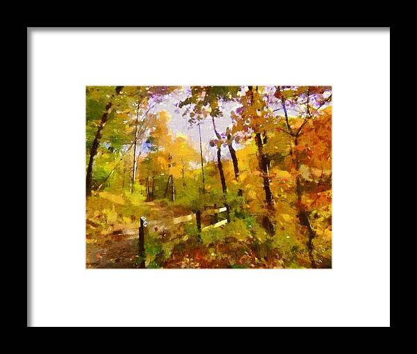 Autumn Framed Print featuring the mixed media Path into November by Christopher Reed