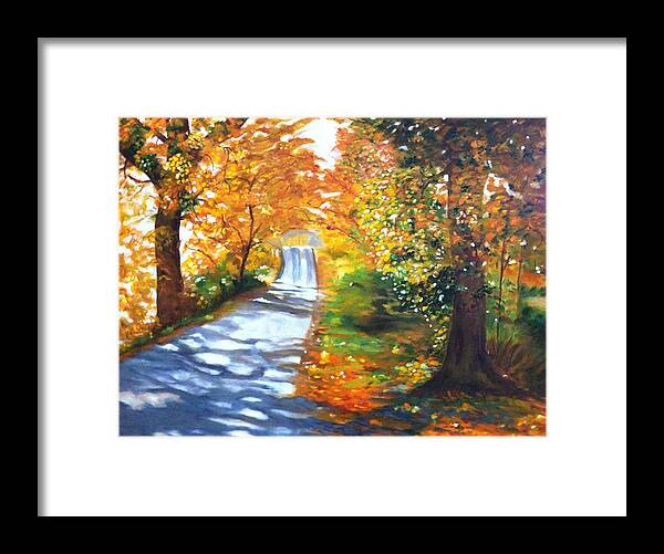 Fall Color Framed Print featuring the painting Path to Joy by Juliette Becker