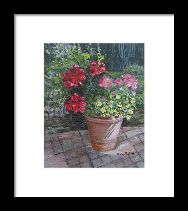 Painting Framed Print featuring the painting Patio Geranium by Paula Pagliughi