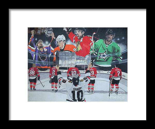 Patrick Sharp Framed Print featuring the drawing Patrick Sharp - A Story of a Career by Melissa Jacobsen