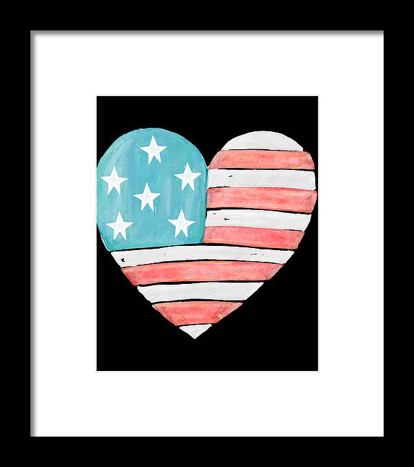 Funny Framed Print featuring the digital art Patriotic I Love The Usa Flag by Flippin Sweet Gear