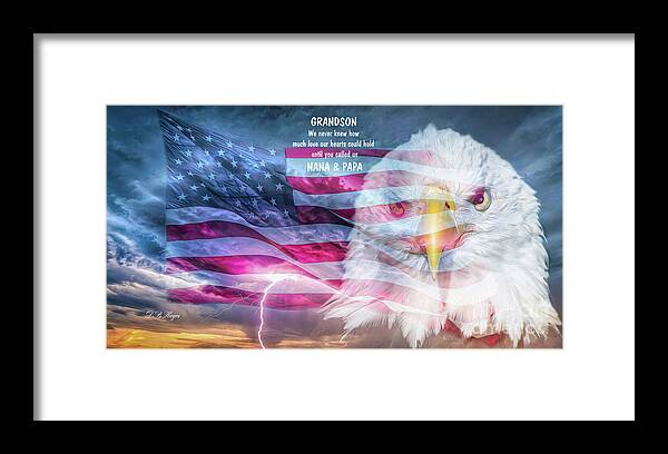 Patriotic Framed Print featuring the photograph Patriotic Sky III With Message to Grandson by DB Hayes