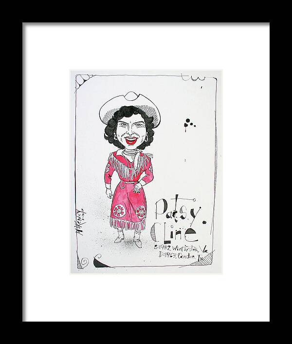  Framed Print featuring the drawing Patsy Cline by Phil Mckenney