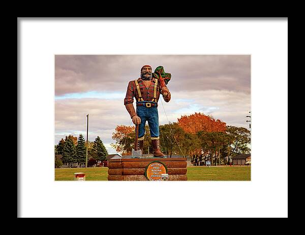 Paul Bunyan Framed Print featuring the photograph Paul Bunyan statue in Oscoda Michigan by Eldon McGraw