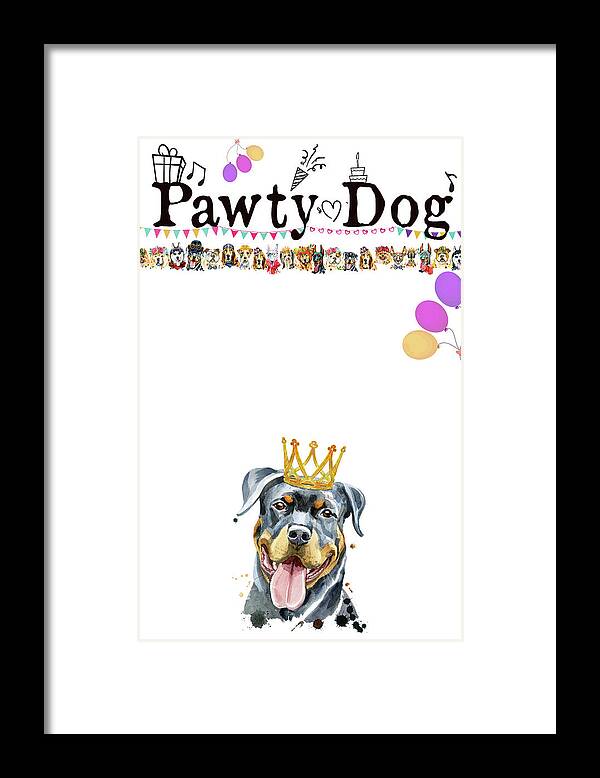 Pawty Dog Display Framed Print featuring the painting Pawty Dog Lets Pawty No 26 by Celestial Images