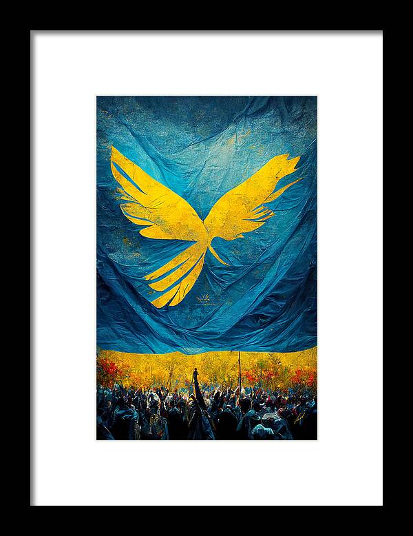 Angel Of Peace Framed Print featuring the painting Peace for Ukraine by Vart