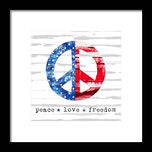 Peace Framed Print featuring the painting Peace Love Freedom - Art by Jen Montgomery by Jen Montgomery