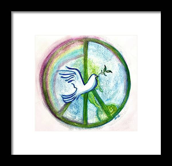 Peace Sign Framed Print featuring the painting Peace on Earth by Deb Stroh-Larson
