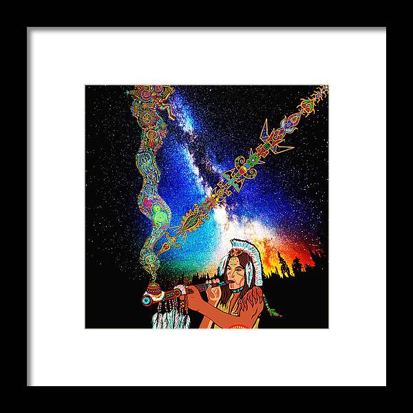 Visionary Framed Print featuring the mixed media Peace Pipe Dimensions by Myztico Campo