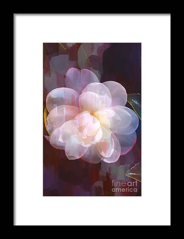 Peaceful Camellia Framed Print featuring the digital art Peaceful Camellia by Joy Watson